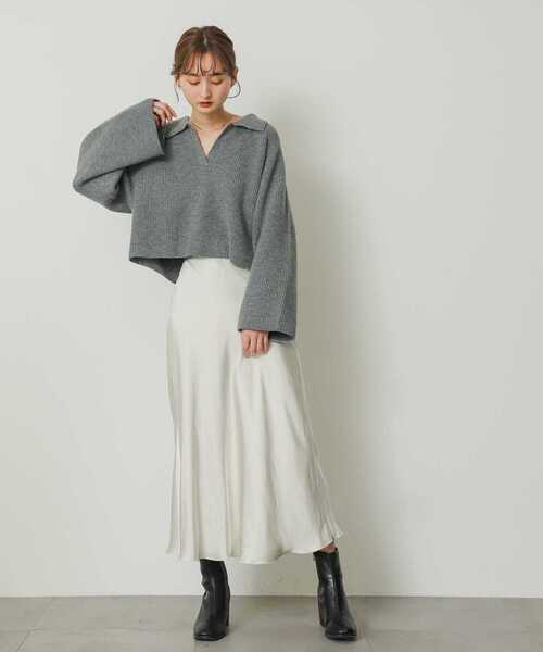 SENSE OF PLACE by URBAN RESEARCH（センスオブプレイスバイアーバンリサーチ）の「ワイドスリーブエリツキショートセーター（ニット/セーター・レディース・オレンジ/グレー/アイボリー・ONE）」の19枚目の写真