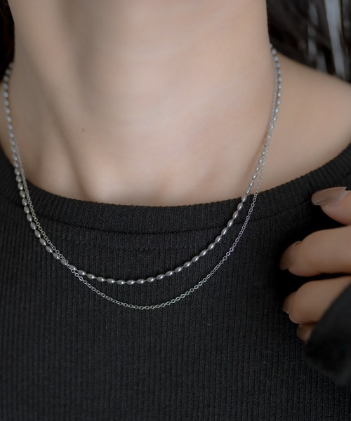 ear PAPILLONNER（イアパピヨネ）の「《金属アレルギー対応》ステンレス・2連チェーンネックレス（ネックレス・レディース・ゴールド/シルバー・FREE）」の2枚目の写真