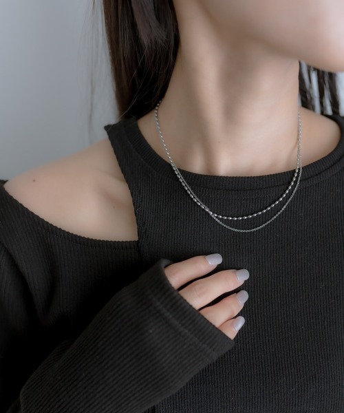 ear PAPILLONNER（イアパピヨネ）の「《金属アレルギー対応》ステンレス・2連チェーンネックレス（ネックレス・レディース・ゴールド/シルバー・FREE）」の9枚目の写真