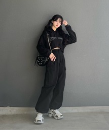 STRAY SHEEP | [STRAY SHEEP]ブレイクロゴクロップド丈パーカー(パーカー)