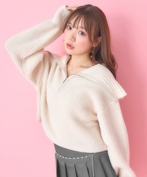 ビッグカラーもちもち畦ニット