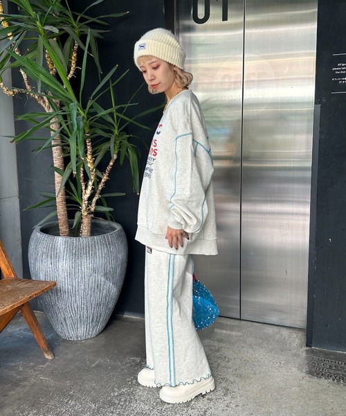 HELLO.SANFRANCISCO（ハローサンフランシスコ）の「【HELLO.SANFRANCISCO/ハローサンフランシスコ】コラボASS配色ステッチスウェット（スウェット・レディース・オフホワイト/ライトグレー/ピンク・FREE）」の8枚目の写真