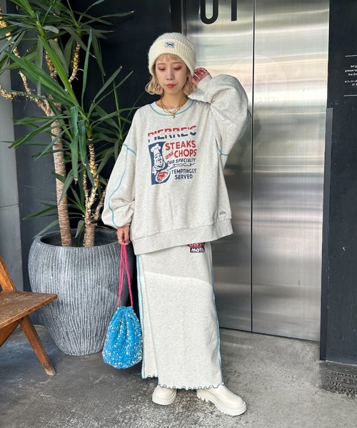 HELLO.SANFRANCISCO（ハローサンフランシスコ）の「【HELLO.SANFRANCISCO/ハローサンフランシスコ】コラボASS配色ステッチスウェット（スウェット・レディース・オフホワイト/ライトグレー/ピンク・FREE）」の5枚目の写真