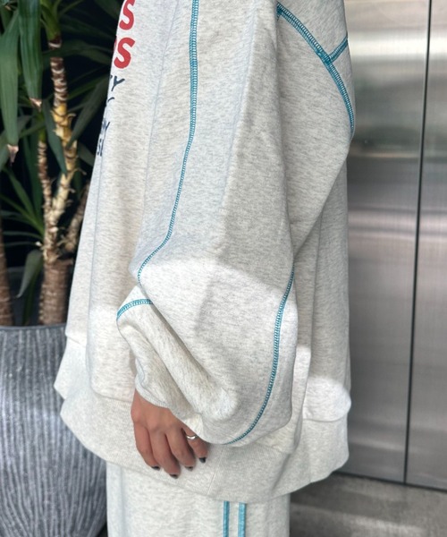 HELLO.SANFRANCISCO（ハローサンフランシスコ）の「【HELLO.SANFRANCISCO/ハローサンフランシスコ】コラボASS配色ステッチスウェット（スウェット・レディース・オフホワイト/ライトグレー/ピンク・FREE）」の6枚目の写真