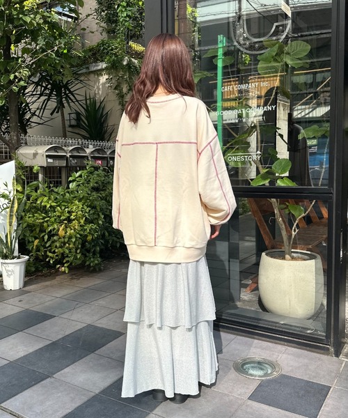 HELLO.SANFRANCISCO（ハローサンフランシスコ）の「【HELLO.SANFRANCISCO/ハローサンフランシスコ】コラボASS配色ステッチスウェット（スウェット・レディース・オフホワイト/ライトグレー/ピンク・FREE）」の16枚目の写真