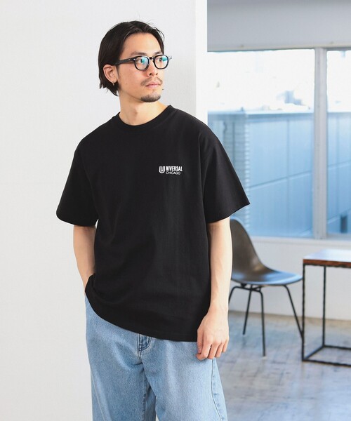UNIVERSAL OVERALL(ユニバーサルオーバーオール)の「UNIVERSAL OVERALL × B:MING by BEAMS / 別注 Logo embroidery Print TEE(Tシャツ/カットソー・メンズ・ホワイト/ブラック・S/M/L/XL)」の2枚目の写真