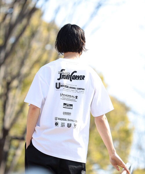 UNIVERSAL OVERALL(ユニバーサルオーバーオール)の「UNIVERSAL OVERALL × B:MING by BEAMS / 別注 Logo embroidery Print TEE(Tシャツ/カットソー・メンズ・ホワイト/ブラック・S/M/L/XL)」の9枚目の写真