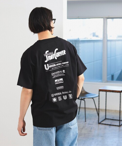 UNIVERSAL OVERALL(ユニバーサルオーバーオール)の「UNIVERSAL OVERALL × B:MING by BEAMS / 別注 Logo embroidery Print TEE(Tシャツ/カットソー・メンズ・ホワイト/ブラック・S/M/L/XL)」の6枚目の写真