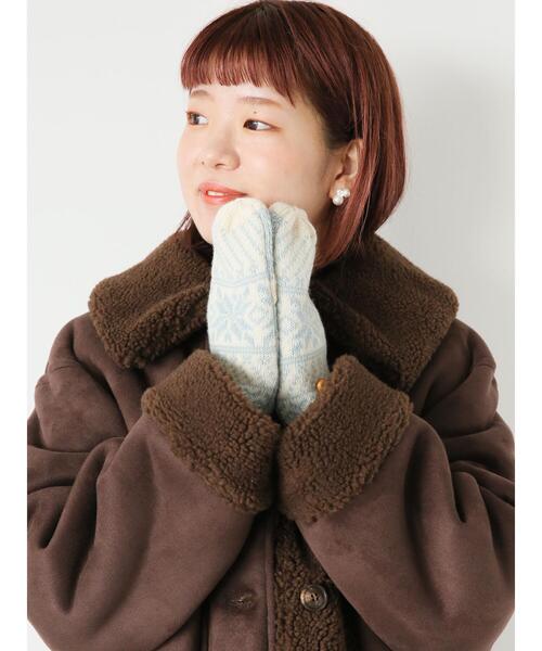 ehka sopo(エヘカソポ)の「雪柄ミトン(手袋・レディース・チャコールグレー/グレー/オフホワイト・F)」の5枚目の写真
