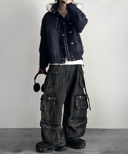 アドラー　parachute cargo pants denim / TR