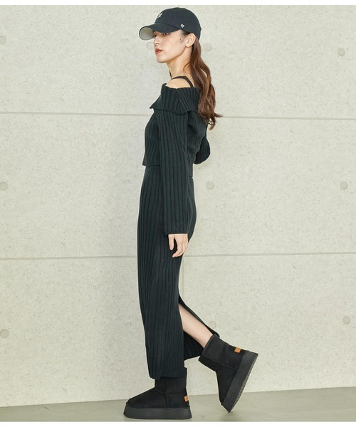 ANAP（アナップ）の「ワイド リブ ニット セットアップ（ワンピース・レディース・ブラック/ピンク/ライトグレー・FREE）」の12枚目の写真