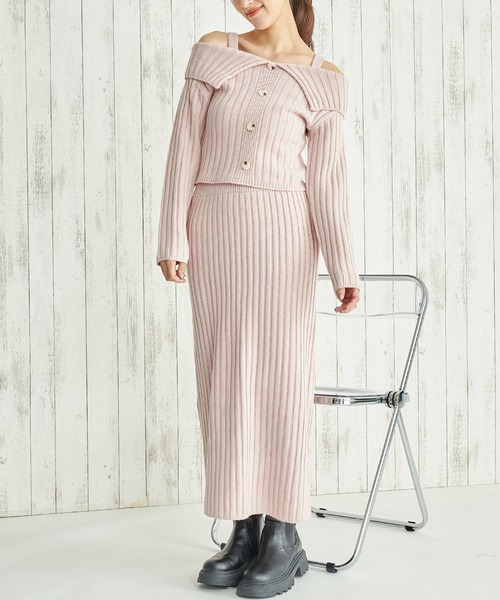 ANAP（アナップ）の「ワイド リブ ニット セットアップ（ワンピース・レディース・ブラック/ピンク/ライトグレー・FREE）」の8枚目の写真