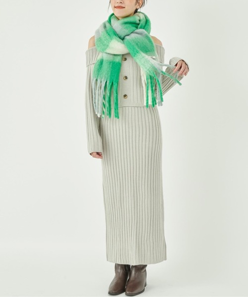 ANAP（アナップ）の「ワイド リブ ニット セットアップ（ワンピース・レディース・ブラック/ピンク/ライトグレー・FREE）」の6枚目の写真