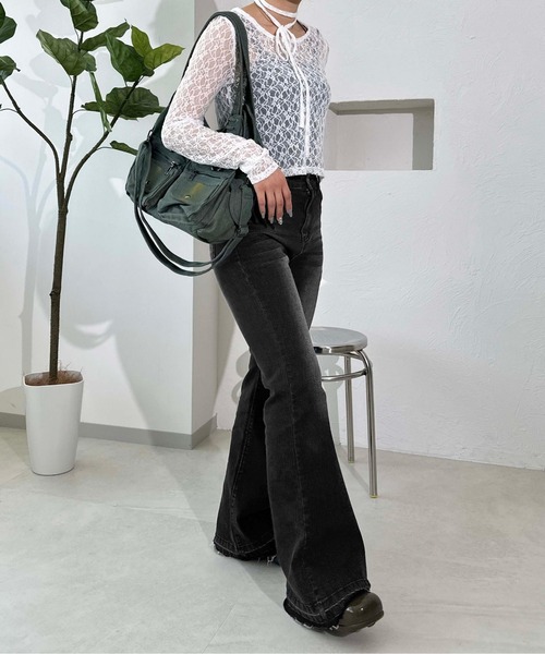 sedacle girl(セダクルガール)の「オーバーダイベルボトムデニム(デニムパンツ・レディース・ブルー/インディゴブルー/グレー/ブラック・SMALL/MEDIUM)」の13枚目の写真