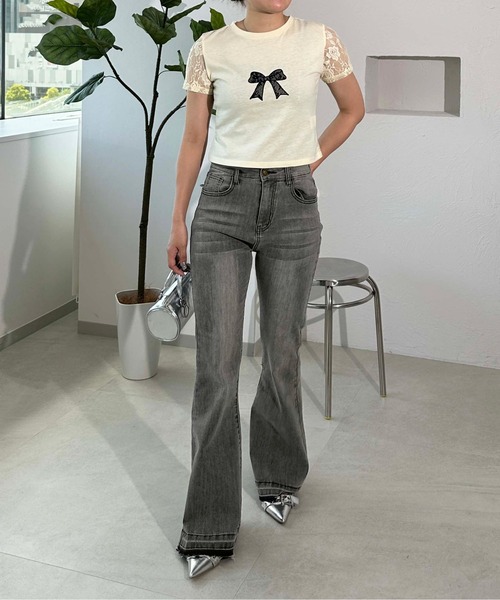 sedacle girl(セダクルガール)の「オーバーダイベルボトムデニム(デニムパンツ・レディース・ブルー/インディゴブルー/グレー/ブラック・SMALL/MEDIUM)」の20枚目の写真