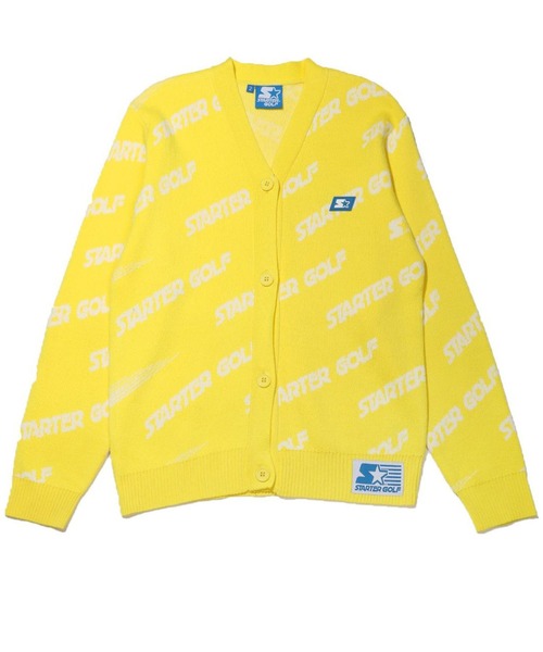 STARTER BLUE LABEL(スターターブルーレーベル)の「【STARTER GOLF】スターターゴルフ ラバーロゴワッペンシューティングパターン総柄カーディガン SG-123008(ニット/セーター・レディース・サーモンピンク/イエロー/ブラック/サックスブルー・M/S/L)」の3枚目の写真