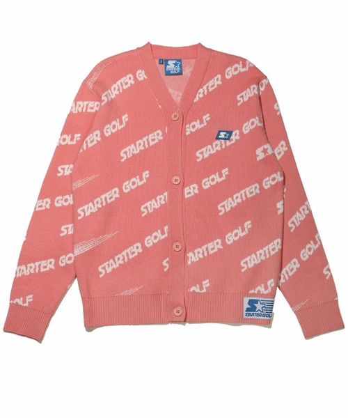 【セール】【STARTER GOLF】スターターゴルフ ラバーロゴワッペンシューティングパターン総柄カーディガン SG-123008（ニット/セーター）｜STARTER BLUE LABEL（スターターブルーレーベル）