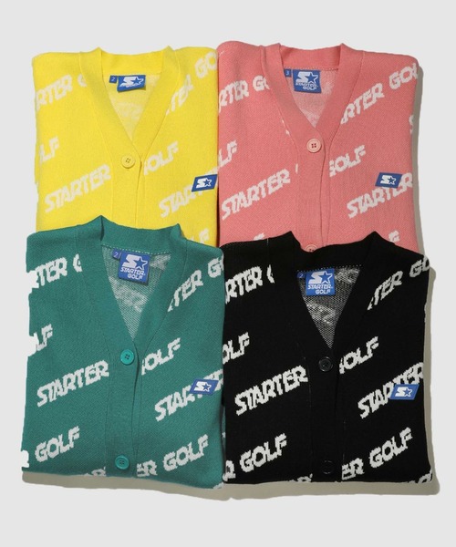 STARTER BLUE LABEL(スターターブルーレーベル)の「【STARTER GOLF】スターターゴルフ ラバーロゴワッペンシューティングパターン総柄カーディガン SG-123008(ニット/セーター・レディース・サーモンピンク/イエロー/ブラック/サックスブルー・M/S/L)」の9枚目の写真