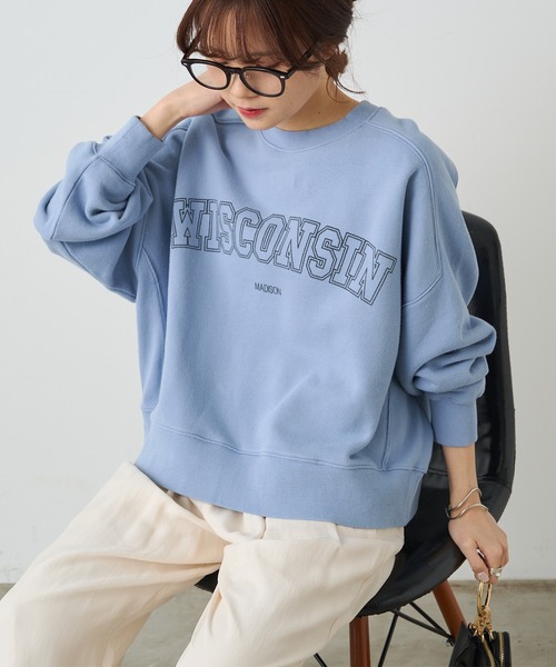 PUAL CE CIN(ピュアルセシン)の「パイルカット裏毛ロゴプリントプルオーバー(スウェット・レディース・ピンク/オフホワイト/ブルー/グレー・FREE)」の10枚目の写真