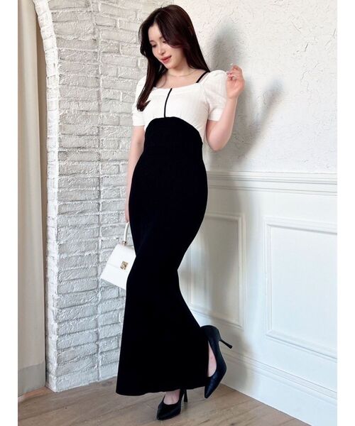 RESEXXY（リゼクシー）の「センターラインスクエアネックニットワンピース（ワンピース・レディース・ブラック/ミント/ホワイト・FREE）」の14枚目の写真