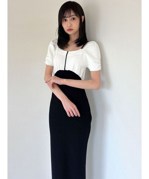 RESEXXY（リゼクシー）の「センターラインスクエアネックニットワンピース（ワンピース・レディース・ブラック/ミント/ホワイト・FREE）」の22枚目の写真