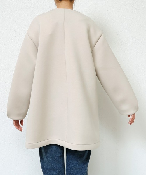 evernavy(エバーネイビー)の「ダンボールノーカラージャケットミドル丈(ノーカラージャケット・レディース・ネイビー/キナリ/ブラック・L/M)」の16枚目の写真