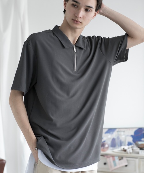 aimoha(アイモハ)の「aimoha men FUNCTIONAL POLO SHIRT ファンクショナルポロシャツ吸水速乾 (SS)(ポロシャツ・メンズ・ダークグレー/ホワイト/ブラック/チョコ・LARGE/X-LARGE/XX-LARGE/XXX-LARGE)」の1枚目の写真