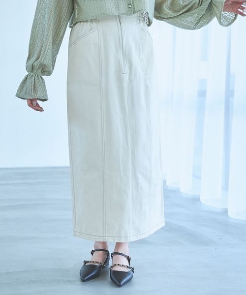 mysty woman（ミスティウーマン）の「フロントZIPナロースカート 106941（スカート・レディース・アイボリー/カーキ/チャコールグレー・FREE）」の22枚目の写真