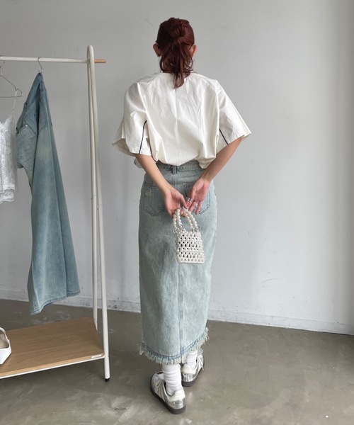 SHAGGIE（シャギー）の「オーバーサッカーユニフォームロゴナイロンTシャツ（Tシャツ/カットソー・レディース・チャコールグレー/ホワイト/グレー・FREE）」の20枚目の写真