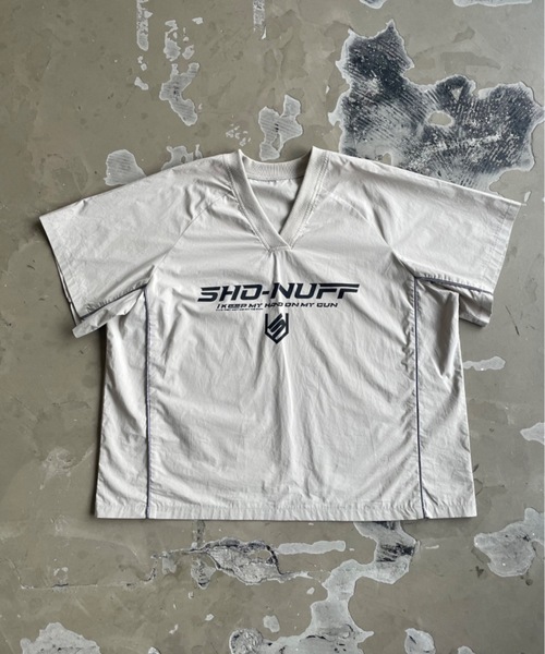 SHAGGIE（シャギー）の「オーバーサッカーユニフォームロゴナイロンTシャツ（Tシャツ/カットソー・レディース・チャコールグレー/ホワイト/グレー・FREE）」の14枚目の写真