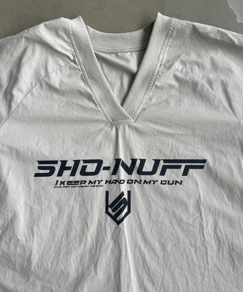 SHAGGIE（シャギー）の「オーバーサッカーユニフォームロゴナイロンTシャツ（Tシャツ/カットソー・レディース・チャコールグレー/ホワイト/グレー・FREE）」の6枚目の写真