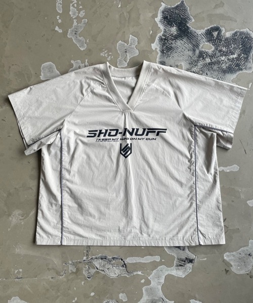 SHAGGIE（シャギー）の「オーバーサッカーユニフォームロゴナイロンTシャツ（Tシャツ/カットソー・レディース・チャコールグレー/ホワイト/グレー・FREE）」の16枚目の写真