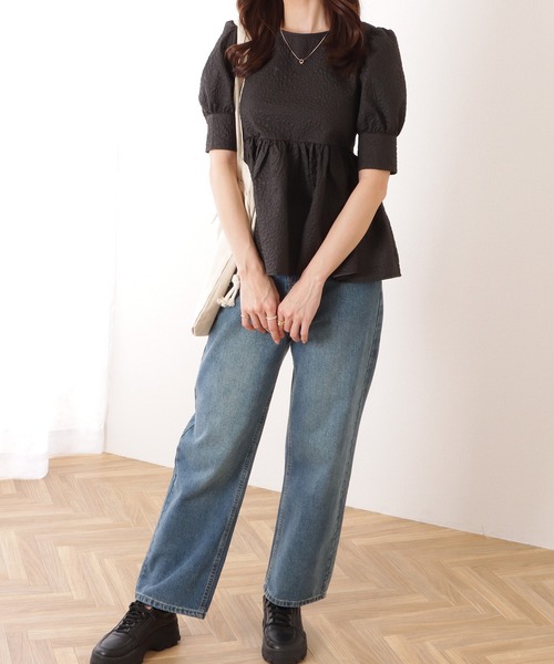 Lace Ladies(レースレディース)の「バックリボン 5分袖 パフスリーブ ペプラム トップス(その他トップス・レディース・グレー/アイボリー/ブラック/ベージュ・S/FREE)」の17枚目の写真