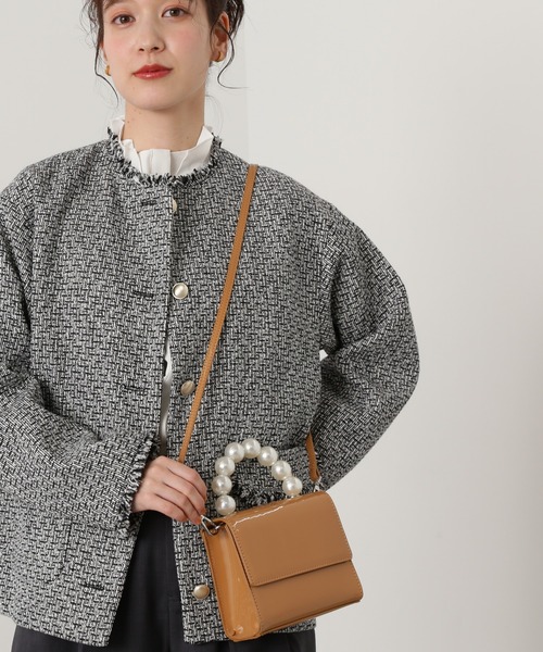 N.（N. Natural Beauty Basic）（エヌエヌナチュラルビューティーベーシック）の「◆パールハンドルミニショルダーバッグ（ショルダーバッグ・レディース・ベージュ/ブラック・ﾌﾘ-）」の6枚目の写真