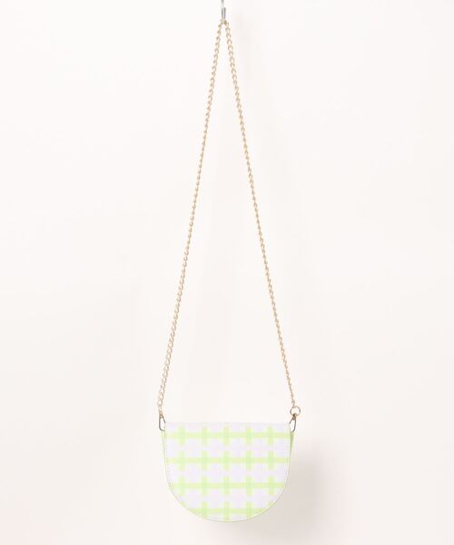 Pochi Pouch(ポチポーチ)の「Pochi Pouch/ハート チェック柄 ミニ チェーンショルダー(ショルダーバッグ・レディース・ホワイト×グリーン・FREE)」の2枚目の写真