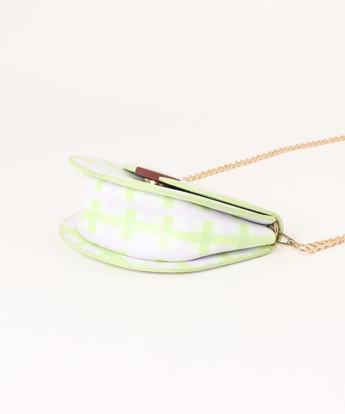 Pochi Pouch(ポチポーチ)の「Pochi Pouch/ハート チェック柄 ミニ チェーンショルダー(ショルダーバッグ・レディース・ホワイト×グリーン・FREE)」の3枚目の写真
