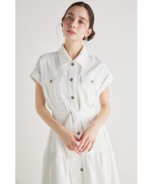 リエンダ ロールアップスリーブティアードシャツワンピース rienda（リエンダ）の「ロールアップスリーブティアードシャツ