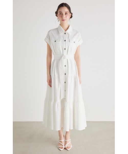 rienda（リエンダ）の「ロールアップスリーブティアードシャツワンピース 春服（シャツワンピース・レディース・ホワイト/ブラック/ベージュ/ネイビー・FREE）」の17枚目の写真