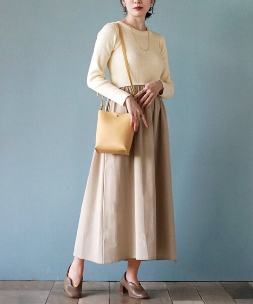 リブニットドッキング フレアワンピース（ワンピース）｜zootie