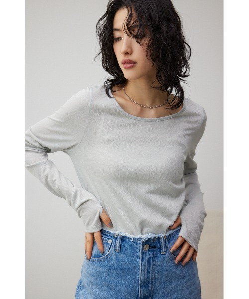 AZUL by moussy(アズールバイマウジー)の「タイトラメカットソー(Tシャツ/カットソー・レディース・ブラック/ライトグレー・FREE)」の14枚目の写真