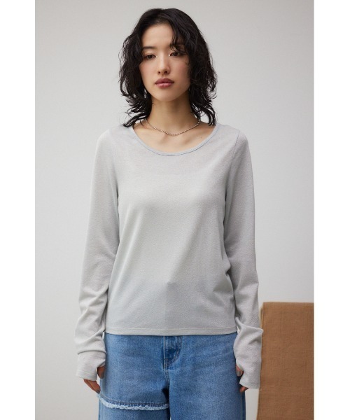 AZUL by moussy(アズールバイマウジー)の「タイトラメカットソー(Tシャツ/カットソー・レディース・ブラック/ライトグレー・FREE)」の17枚目の写真