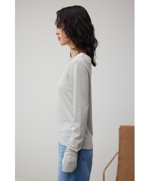 AZUL by moussy(アズールバイマウジー)の「タイトラメカットソー(Tシャツ/カットソー・レディース・ブラック/ライトグレー・FREE)」の18枚目の写真