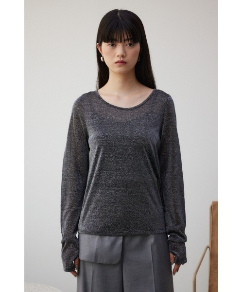 AZUL by moussy(アズールバイマウジー)の「タイトラメカットソー(Tシャツ/カットソー・レディース・ブラック/ライトグレー・FREE)」の6枚目の写真