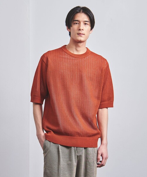 UNITED ARROWS（ユナイテッドアローズ）の「透かし編み ギマ ニット Tシャツ（Tシャツ/カットソー・メンズ・オフホワイト/ブラック/オリーブ/オレンジ・XL/S/M/L）」の4枚目の写真