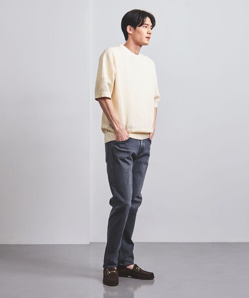 UNITED ARROWS（ユナイテッドアローズ）の「透かし編み ギマ ニット Tシャツ（Tシャツ/カットソー・メンズ・オフホワイト/ブラック/オリーブ/オレンジ・XL/S/M/L）」の6枚目の写真