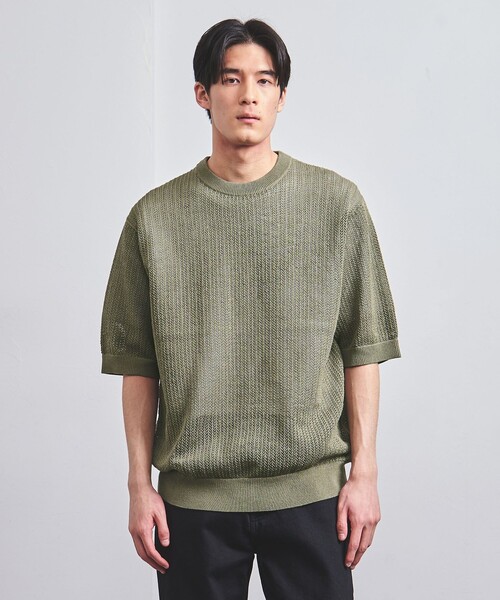 UNITED ARROWS（ユナイテッドアローズ）の「透かし編み ギマ ニット Tシャツ（Tシャツ/カットソー・メンズ・オフホワイト/ブラック/オリーブ/オレンジ・XL/S/M/L）」の9枚目の写真
