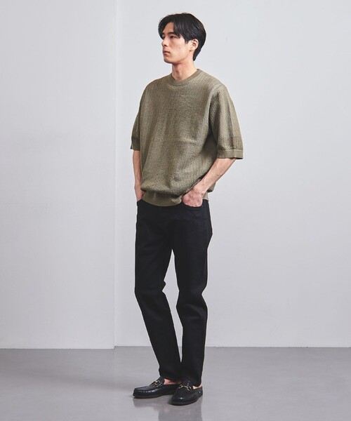 UNITED ARROWS（ユナイテッドアローズ）の「透かし編み ギマ ニット Tシャツ（Tシャツ/カットソー・メンズ・オフホワイト/ブラック/オリーブ/オレンジ・XL/S/M/L）」の10枚目の写真