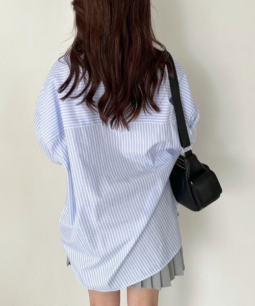 OLIVE des OLIVE(オリーブデオリーブ)の「カラフルストライプビッグシャツ 1041040080(シャツ/ブラウス・レディース・グレー/オフホワイト/サックスブルー/ピンク・FREE)」の20枚目の写真