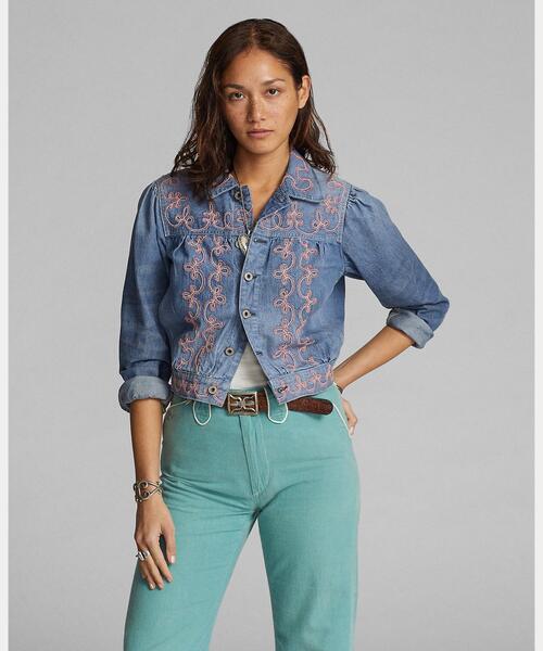 RRL（ダブル アール エル）の「エンブロイダリー デニム ジャケット（デニムジャケット・レディース・ブルー・3/4/2/1/5）」の4枚目の写真