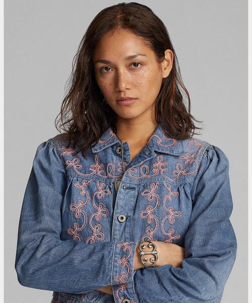 RRL（ダブル アール エル）の「エンブロイダリー デニム ジャケット（デニムジャケット・レディース・ブルー・3/4/2/1/5）」の7枚目の写真